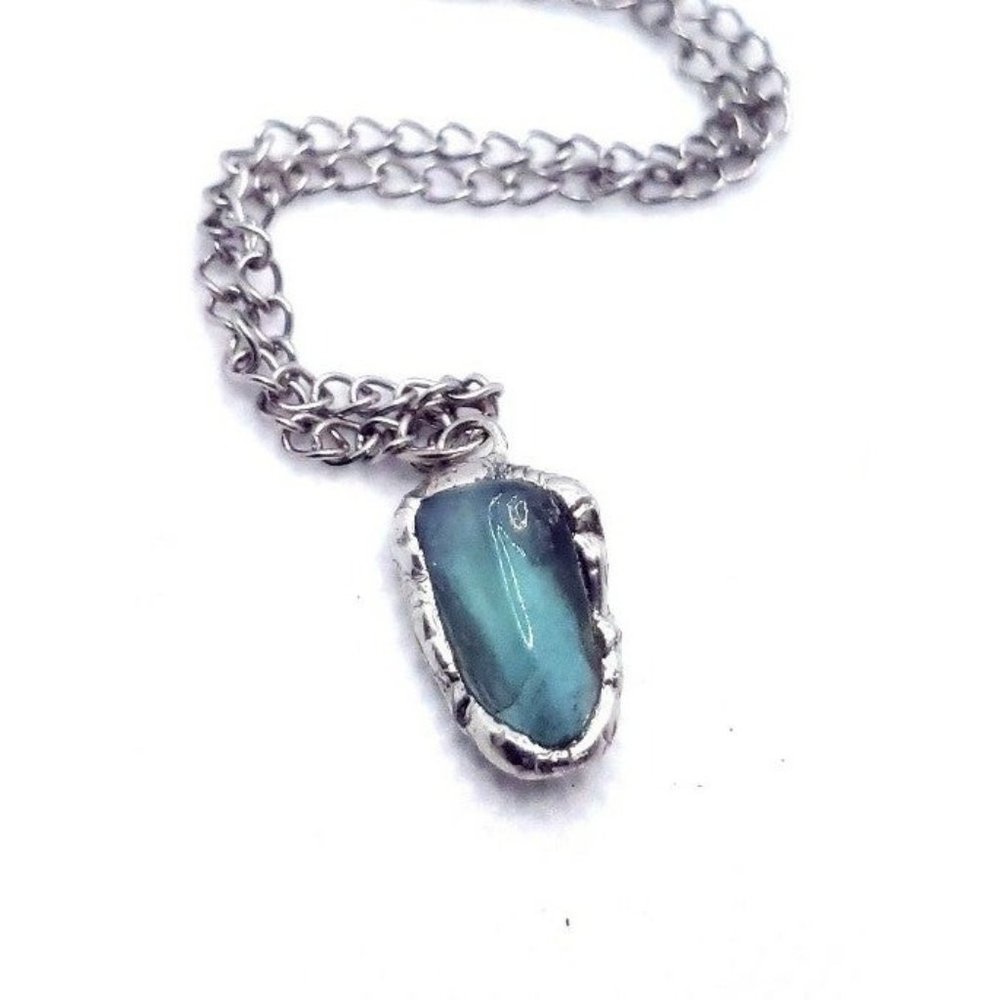 Flourite crystal Necklace minimal handmade jewelry ooak